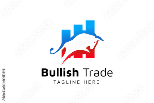 Bull chart bar statistic logo vector icon template. Business logo template
