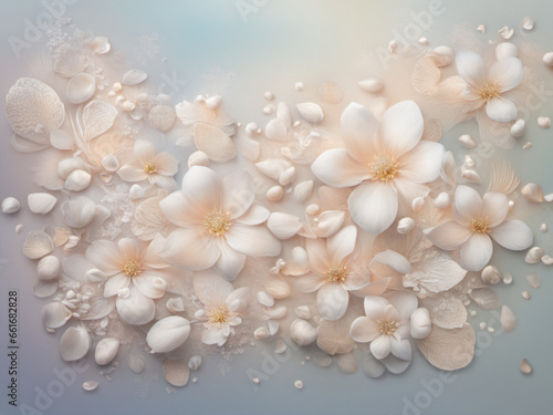 Romantic flower garlands are beautifully placed in a pastel color theme