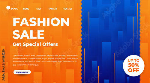 Landscape Social media banner template fashion sale with elegant yellow design. Gradient abstract banner. Template for landing page design or website background.