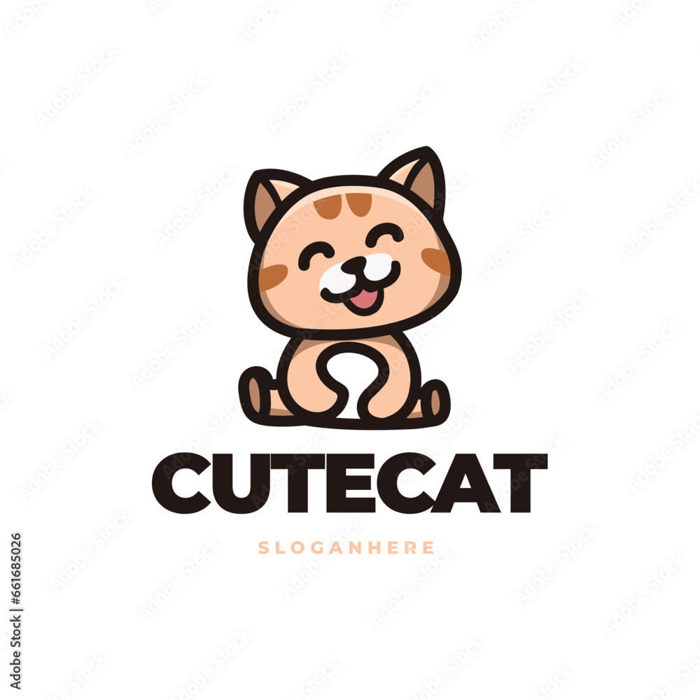 cute modern cat mascot logo vector