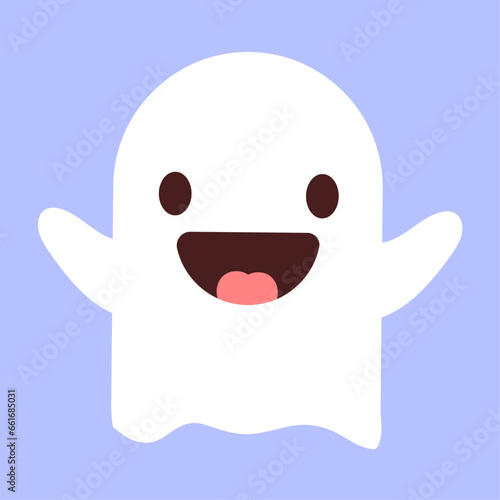 Vector flat design halloween ghost on white backhround
