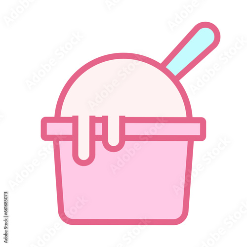 Vector ice cream with cookie in cup on white