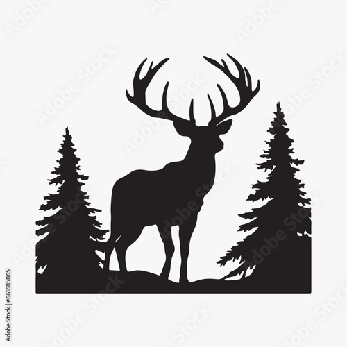 silhoutte deer vector icon © HASIBUL
