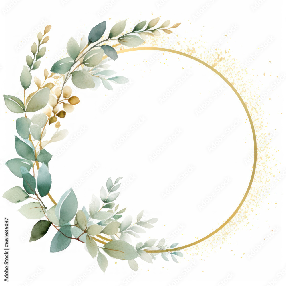 Fototapeta premium Watercolor holiday circle created with Generative AI technology