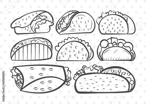 Taco Clipart SVG Cut File   Mexican Food Svg   Taco Tuesday Svg   Tacos Svg   Taco Bundle   Eps   Dxf   Png