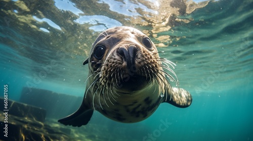 sea lion in the water generated by AI © AB malik