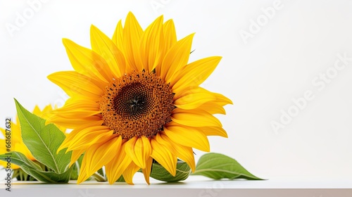 Portrait beautiful sunflower on the white background Ai Generative