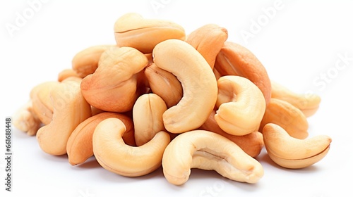 cashew nuts isolated on white back ground generated by AI