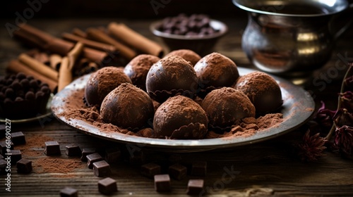 chocolate truffles and coffee 