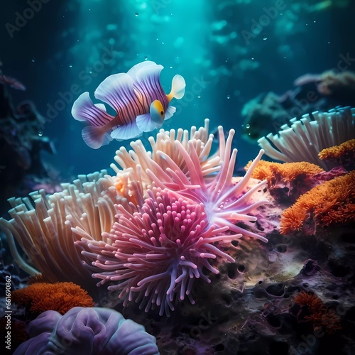 sea ​​view with beautiful fish and coral. generated ai