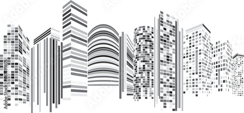 Cityscape, Building perspective, Modern building in the city skyline, city silhouette, city skyscrapers, Business center, illustration in flat design.