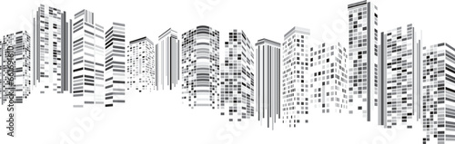 Cityscape, Building perspective, Modern building in the city skyline, city silhouette, city skyscrapers, Business center, illustration in flat design.