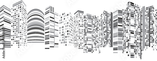 Cityscape, Building perspective, Modern building in the city skyline, city silhouette, city skyscrapers, Business center, illustration in flat design.