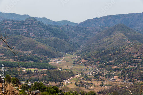 The scenic landscape view of Pravas, Palpa from the Shreenagar Hill of Tansen, Palpa, Nepal
