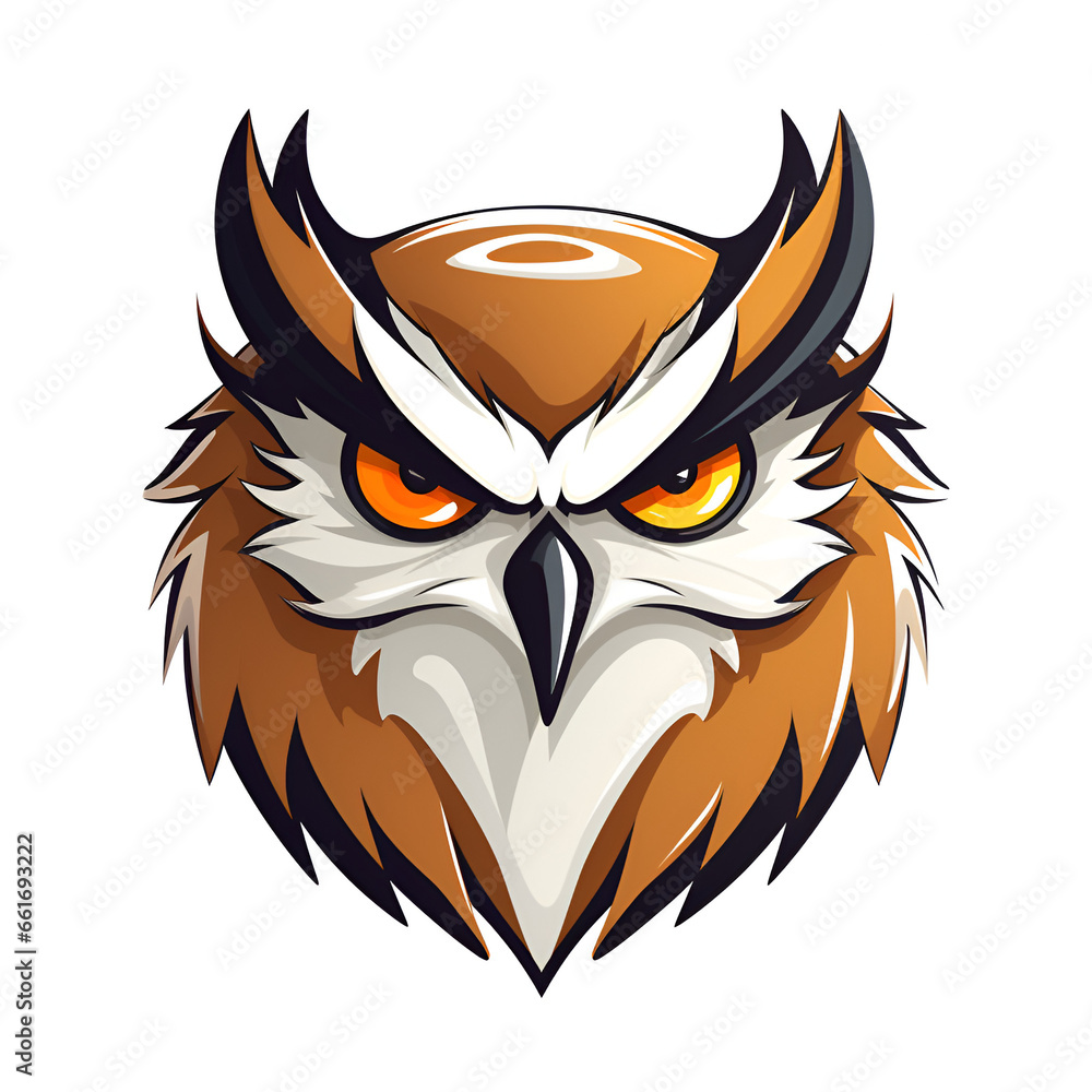 Cartoon Style Owl White Background 