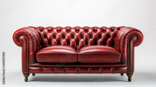 red leather armchair with background