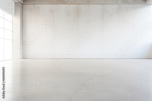 Empty concrete room with white open space for minimalistic interior design concept © Maris