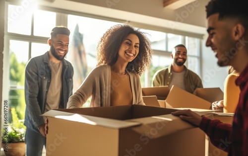 Group of friends moving in ...