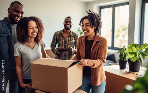 Group of friends moving in ...