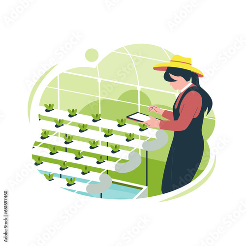 Hydroponic plant farming technology. Smart farm illustration concept. Vector illustration flat concept