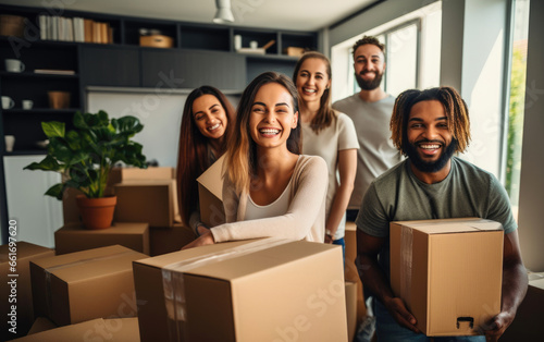 Group of friends moving in ...
