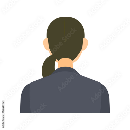 女性会社員の後ろ姿。フラットなベクターイラスト。 The back view of a female office worker. Flat designed vector illustration.