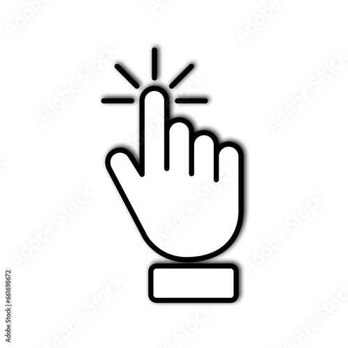 Photography illustration of finger hand cursor icon, click symbol
