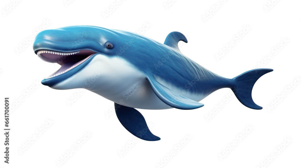 Fototapeta premium 3D render of whale on the transparent background