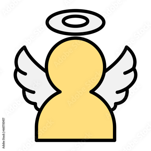 Angel icon in color line style