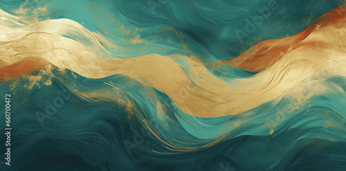 Blue and gold abstract wave paint royal luxury background backdrop wallpaper 