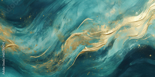 Blue and gold abstract wave paint royal luxury background backdrop wallpaper  photo
