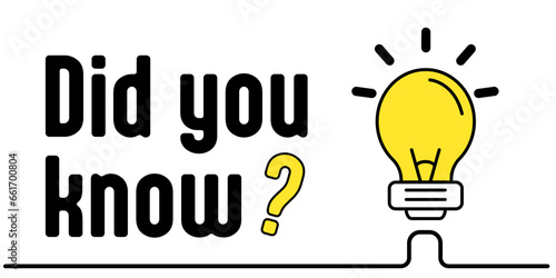 Did you know minimal square banner templates flat vector, Hanging light bulb and Frame for inserting text for advertising purposes. vector illustration.