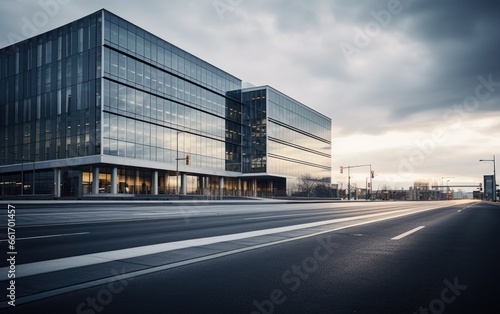 Modern business building close to road