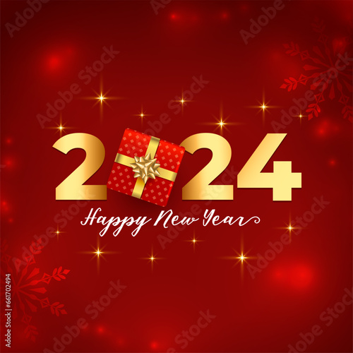 happy new year 2024 snowflake background with giftbox design