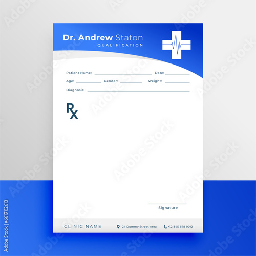 formal medical prescription pad flyer for medicines and pills