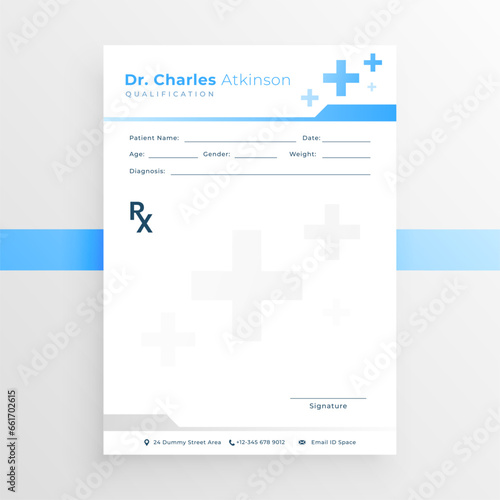 modern a4 blank medic prescription pad flyer for hospital or pharmacist