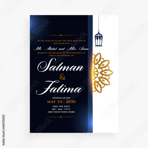 islamic nikah ceremony event card template for ride and groom