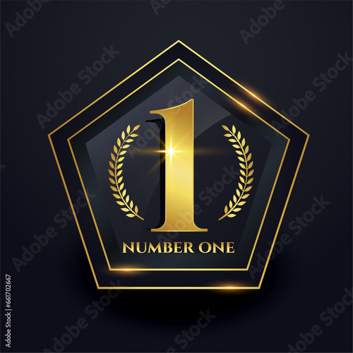 golden number 1 success sign with laurel design