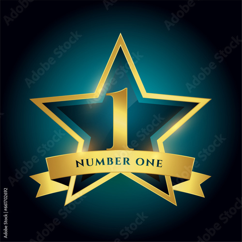 shiny and golden number one star label design