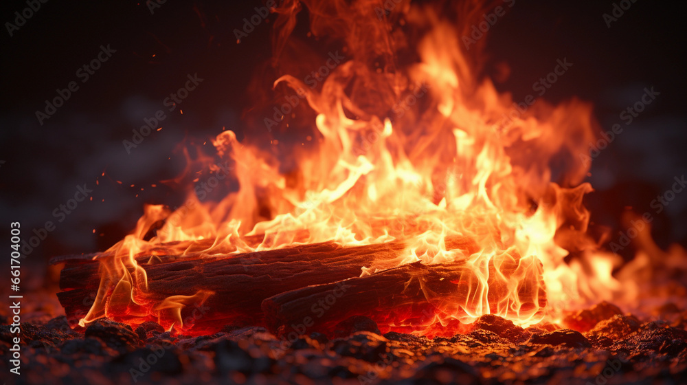 red bonfire photo generative AI