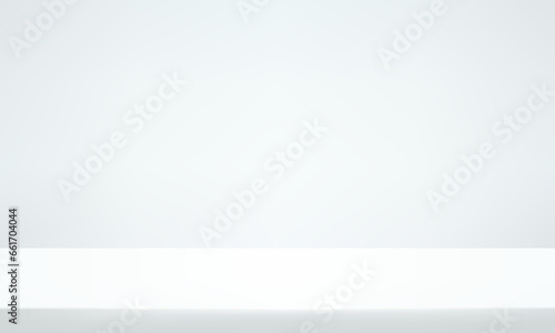 White and grey background. Empty modern white color studio table room background. Vector illustration.