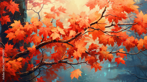 Colorful fall leaves wallpaper - ai generative