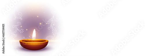 elegant shubh diwali occasion banner with text space and diya vector