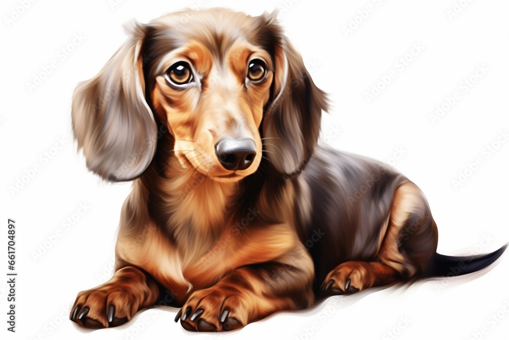 Generative AI : Dachsund watercolor portrait painting illustrated