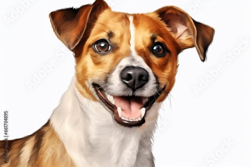 Generative AI : Jack Russell Terrier watercolor portrait painting illustrated dog puppy