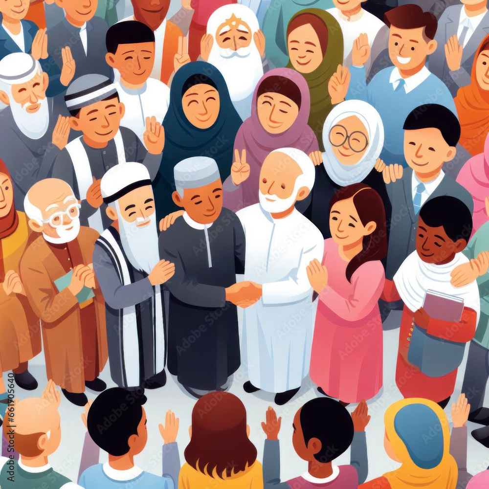 People from diverse religious backgrounds engage in interfaith dialogue, fostering peace and tolerance. Their faces reflect the mutual respect they share for humanity and each other's ... People from diverse religious backgrounds engage in interfaith dialogue, fostering peace and tolerance. Their faces reflect the mutual respect they share for humanity and each other's ...