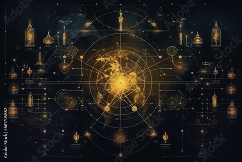 Abstract background with elements of alchemy and occultism  photo