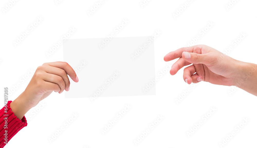 Digital png photo of hands with sheet of paper on transparent background Digital png photo of hands with sheet of paper on transparent background
