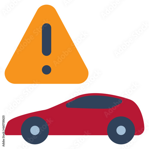car sign warning exclamation beware service flat style