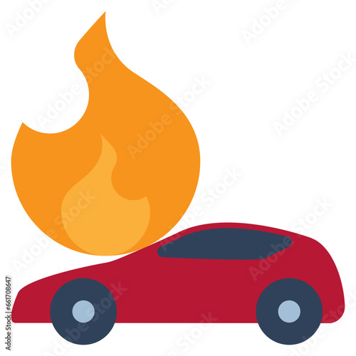 insurance car fire accidence flat style